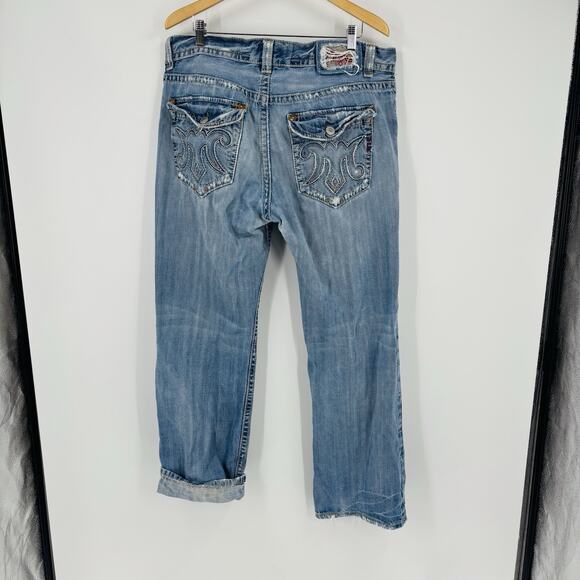 Mek Denim Jeans 38x32 Men’s Blue Salvage Oaxaca Button Fly - Picture 4 of 12